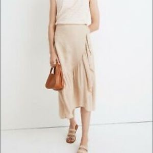 Madewell Linen Blend Ruffle Wrap Skirt